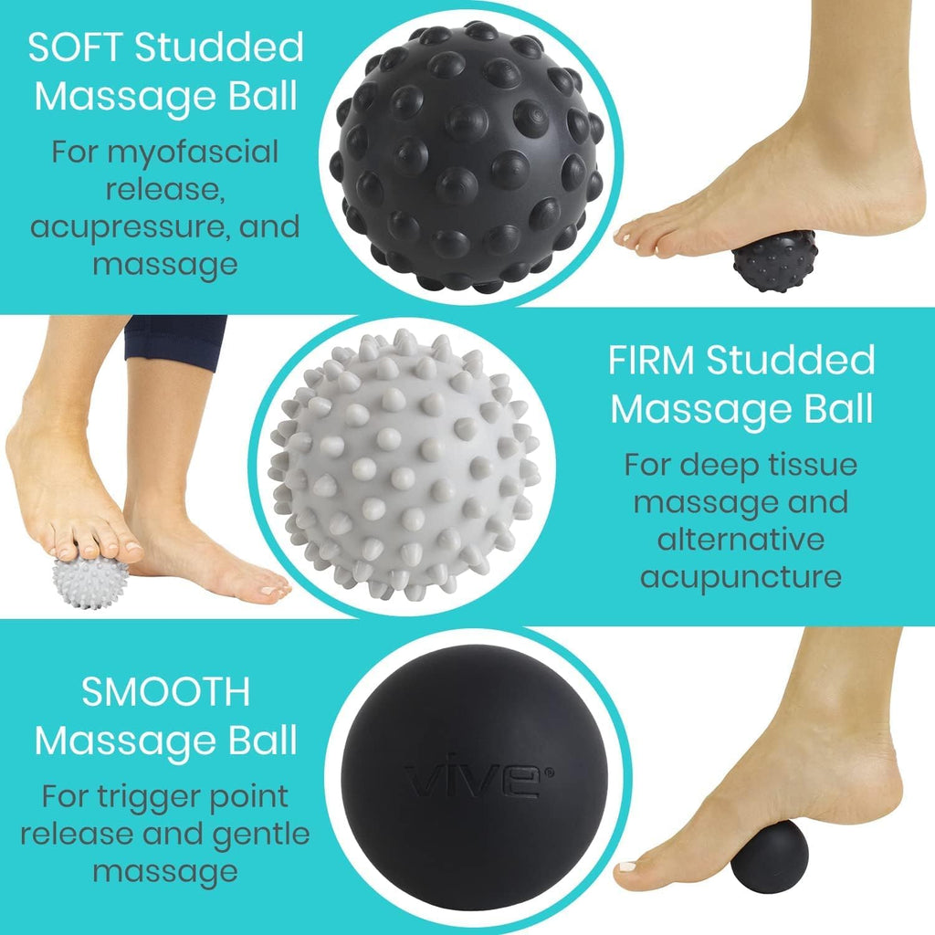 4-Piece Massage Ball Set for Foot & Muscle Relief – Plantar Fasciitis, Trigger Point Therapy, Heel Spur & Full Body Pain Relief Balls
