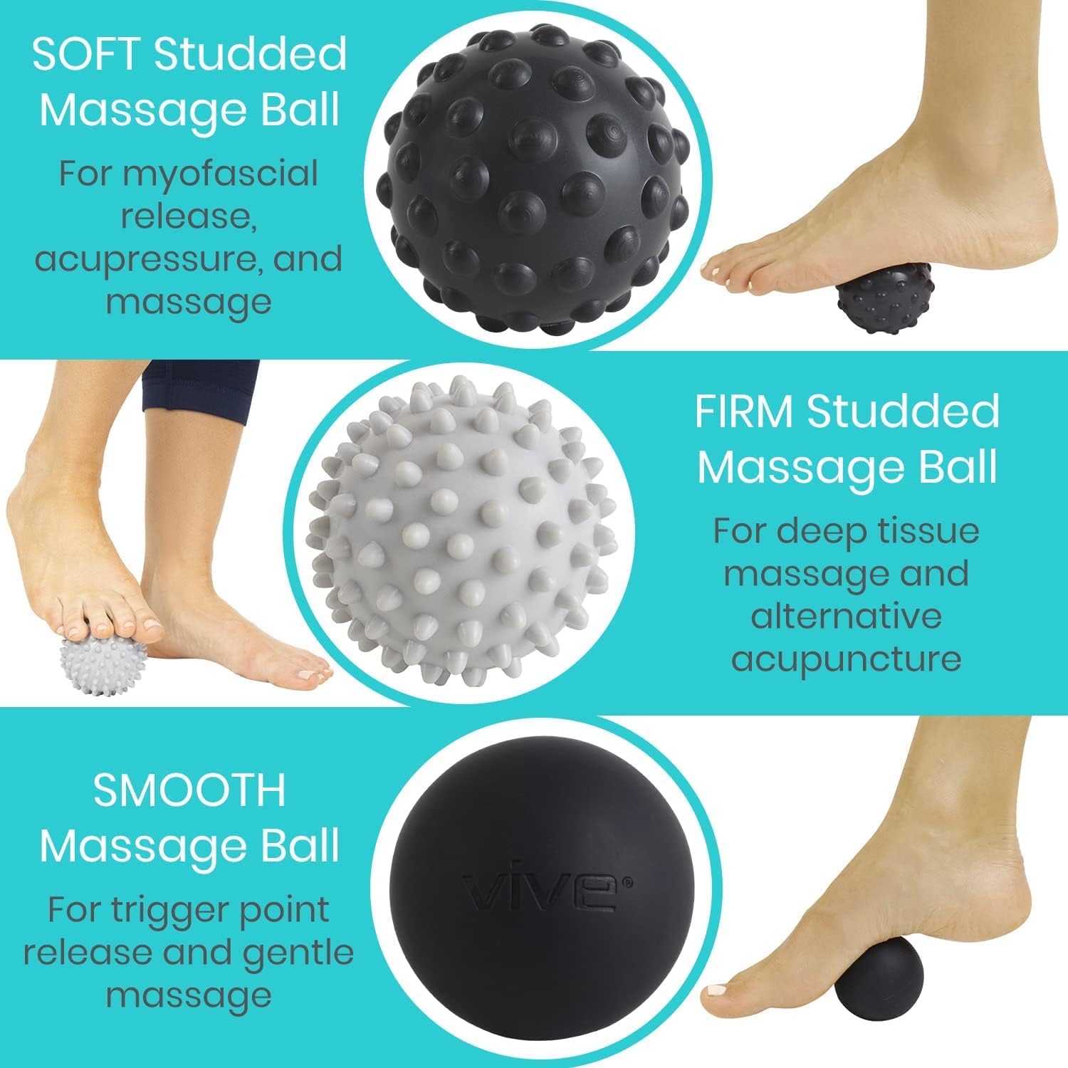 4-Piece Massage Ball Set for Foot & Muscle Relief – Plantar Fasciitis, Trigger Point Therapy, Heel Spur & Full Body Pain Relief Balls