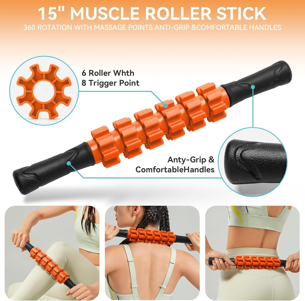 5-in-1 Foam Roller Set for Deep Tissue Massage – Muscle Recovery Kit with Foam Roller, Massage Ball & Stretching Strap for Full Body Relief