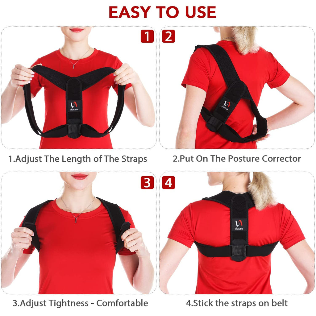 Posture Corrector for Men & Women – Adjustable Back Straightener Support Brace for Upper Back, Shoulders & Neck Pain Relief