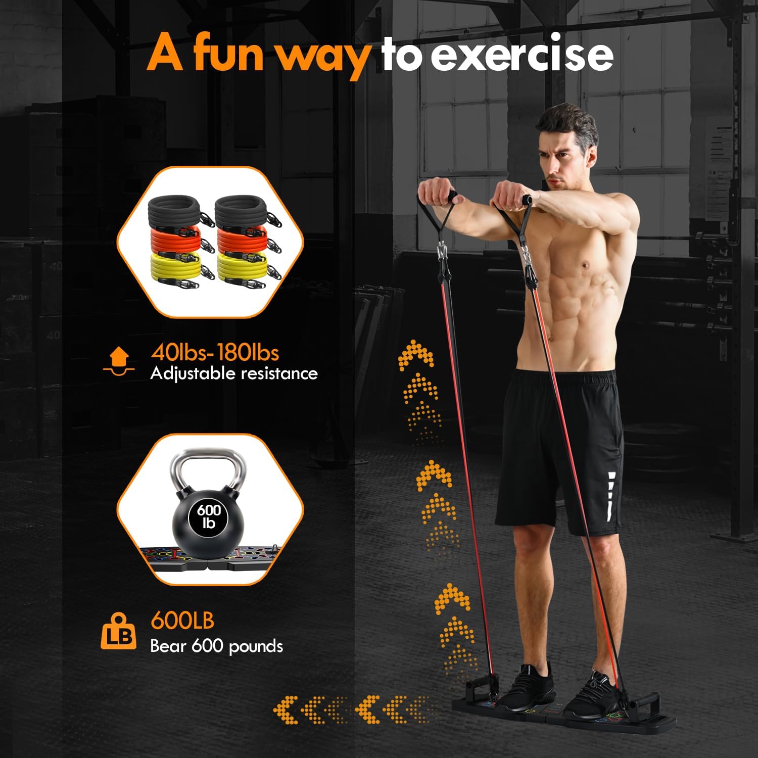 Push Up Board Home Gym Set – Portable Full Body Workout Kit with Pilates Bar, Resistance Bands, Ab Roller & 20 Fitness Accessories
