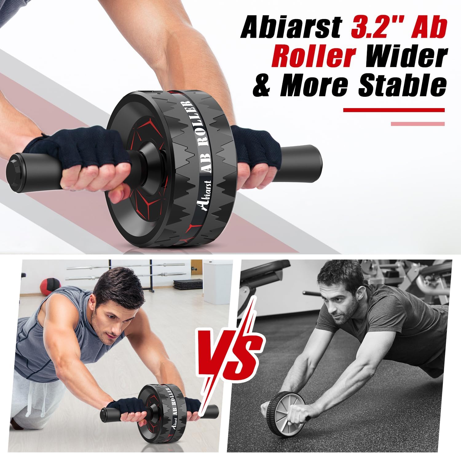 Ab Roller Wheel for Core & Abs Workout – Home Gym Ab Exercise Equipment with Knee Pad for Men & Women