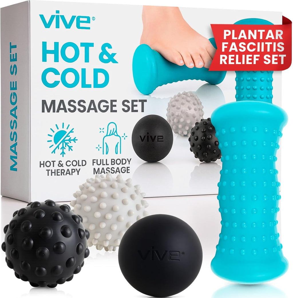 4-Piece Massage Ball Set for Foot & Muscle Relief – Plantar Fasciitis, Trigger Point Therapy, Heel Spur & Full Body Pain Relief Balls