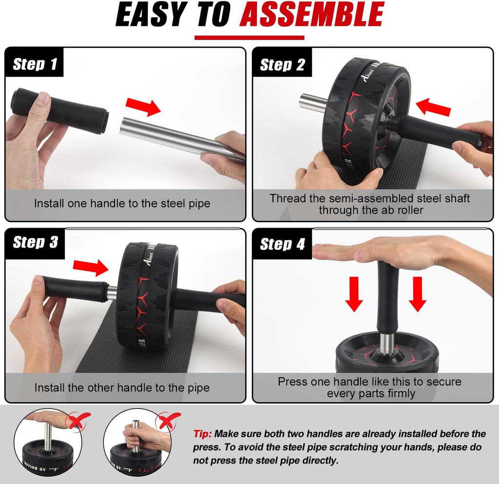 Ab Roller Wheel for Core & Abs Workout – Home Gym Ab Exercise Equipment with Knee Pad for Men & Women