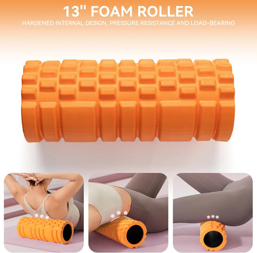 5-in-1 Foam Roller Set for Deep Tissue Massage – Muscle Recovery Kit with Foam Roller, Massage Ball & Stretching Strap for Full Body Relief
