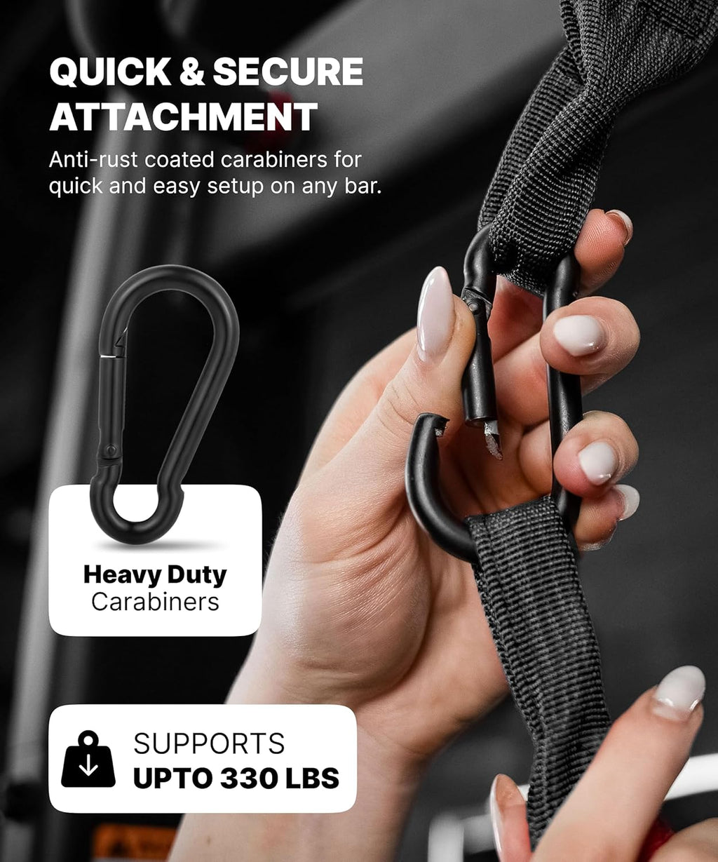 Hanging Ab Straps for Pull-Up Bar – Padded Core Training Straps with Steel Carabiners for Ab Workouts, Leg Raises & Home Gym Exercise